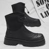 Men's Winter Fashion Waterproof Non-Slip High-Top Leather Boots with Thick Soles and Height Increase