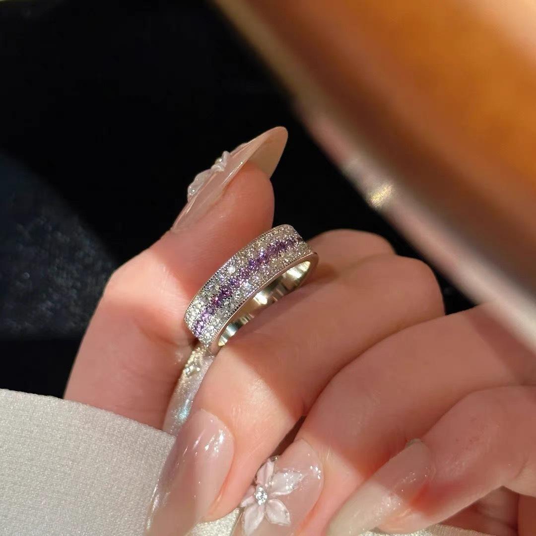 

Absolute Purple~ Dream Purple Row Diamond Ring Women s Inlaid Zircon Fashion Light Luxury Big Brand Niche Design High Sense Ring 2026 no. 6