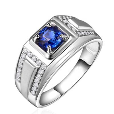 Temperament Counter Quality Sapphire And Zircon Men 'S Ring Inlaid With Colorful Diamond Open Color Gemstone Ring 