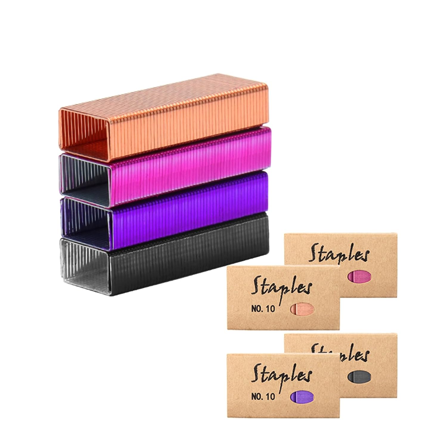 NatSumeBasics Colorful #10 Staples Colored Staple for Mini Stapler, 4000 Metallic No. 10 Staples, Smaller Than Standard Staple (Assorted) 4000 Assorted Staples