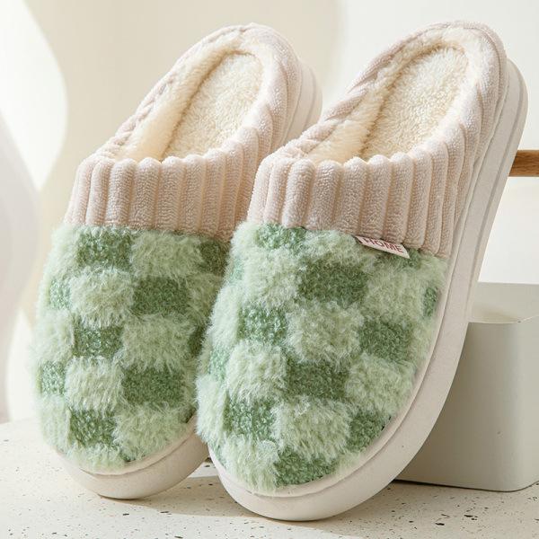Winter non-slip thick-bottomed home cotton slippers couple home indoor warm soft-bottomed wear-resistant plush slippers