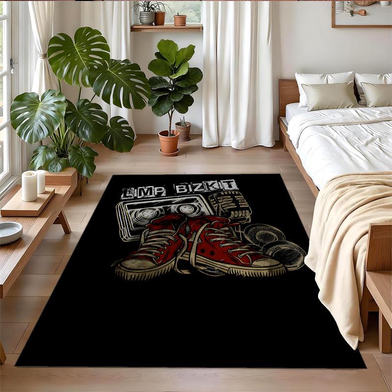 Anti‑Slip Crystal Velvet Floor Rug, Limp Bizkit Design Carpet for Indoor Living Bedroom Home Decoration