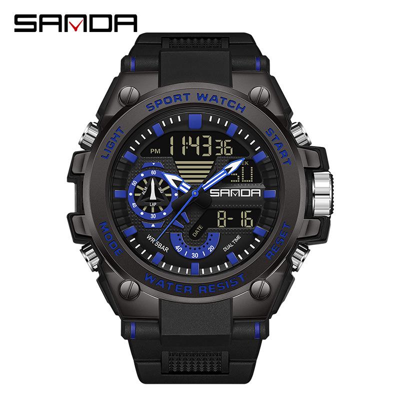 Sanda 6024 Outdoor Sports Shockproof Waterproof Luminous Watch - Unisex Multifunctional Electronic Watch