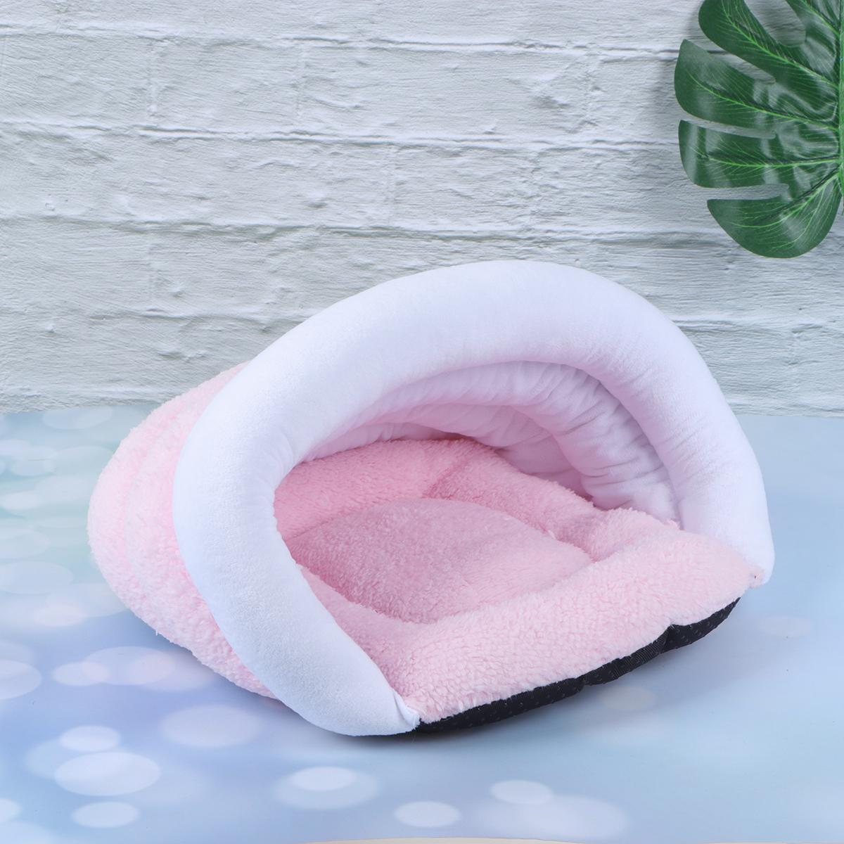 

Милый коврик для сна, зимнее теплое гнездо для домашних животных, зоотовары, креативное гнездо для кошек (Бежевый, размер S, без ушей) S розовый