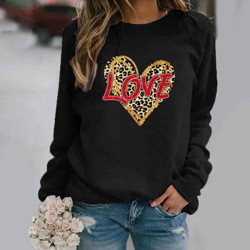 Women's Love Print Long Sleeve Crew-Neck