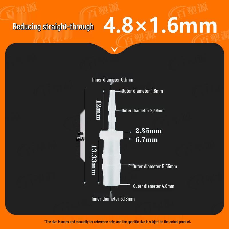 Two-Way Straight Through Plastic Hose Reducer Connector for Fish Tanks