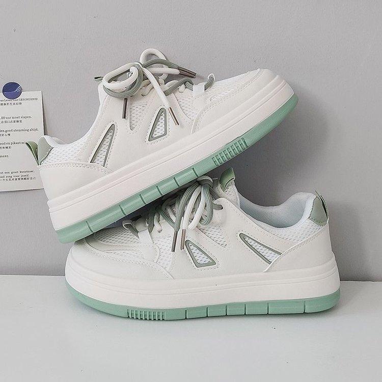 Board shoes women's 2025 spring new rubber muffin soft-soled women's shoes color matching small fresh green casual sports white shoes