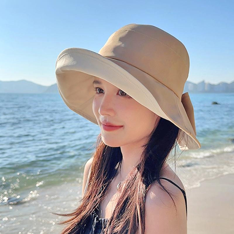 Bucket hat versatile casual sun hat women's big eaves to cover the face and show the face small sun protection UV protection sun hat