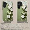 White Flower Pattern Glass Phone Case Suitable for Samsung Galaxy S26 S25 S24 S23 S22 S20 FE/Ultra/Plus Dustproof and Shockproof