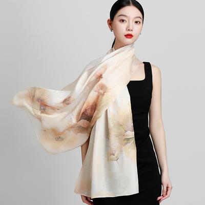 100% Mulberry Silk Satin Jacquard Scarf