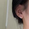 Korean Style Sparkling Zircon Sterling Silver Ear Cuffs