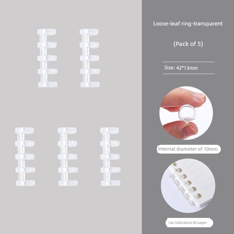 

Grade Three Class Two B5 Loose-Leaf Binder DIY Plastic Coil Cover Removable Loose Spiral Notebook Clip Buckle Refill Notepad White transparent loose-leaf ring-Pack of 5