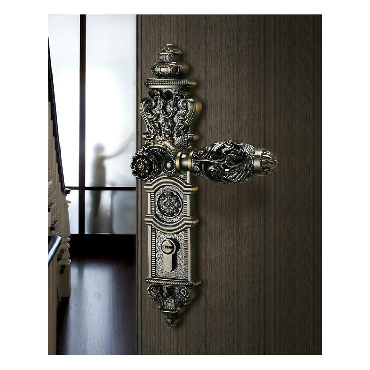 85mm All Copper Hollow Out  Mute Door Lock Indoor Wooden Door Lock Handle Lock Room Door Lock European Luxury Style Villa Lock