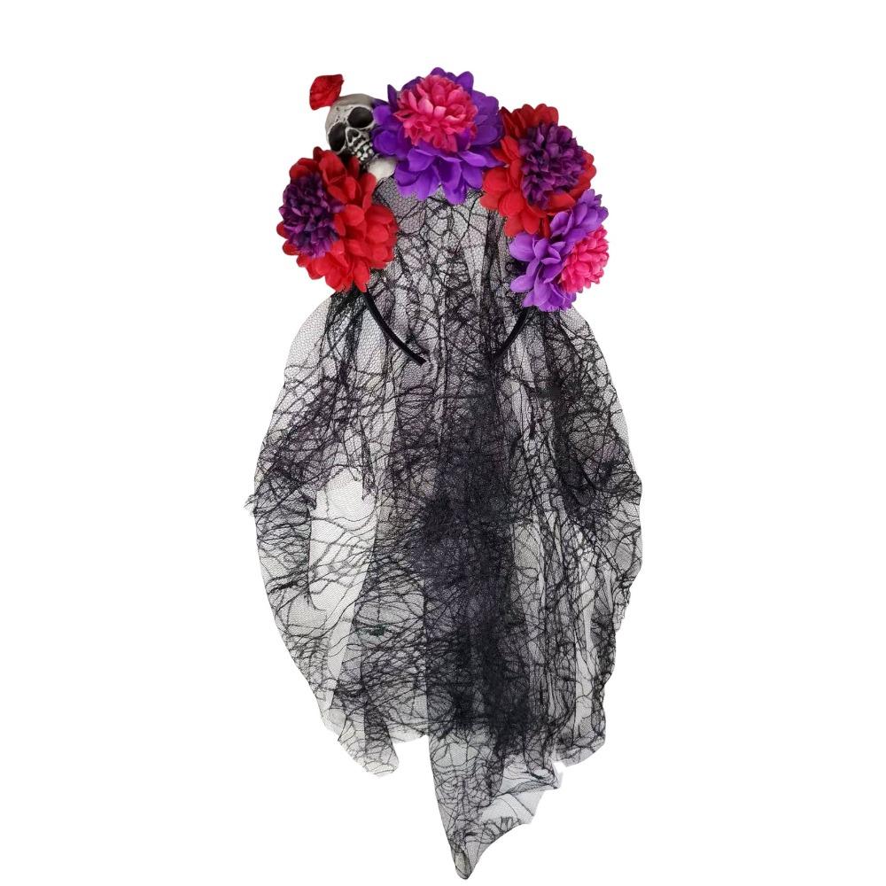 Black Veil Halloween Skull Hair Hoop Floral Ghost Festival Headpiece Carnival Events Style 10