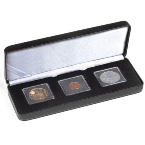 Leuchtturm Nobile Quadrum Coin Capsule Etui (Black) (3Coins)