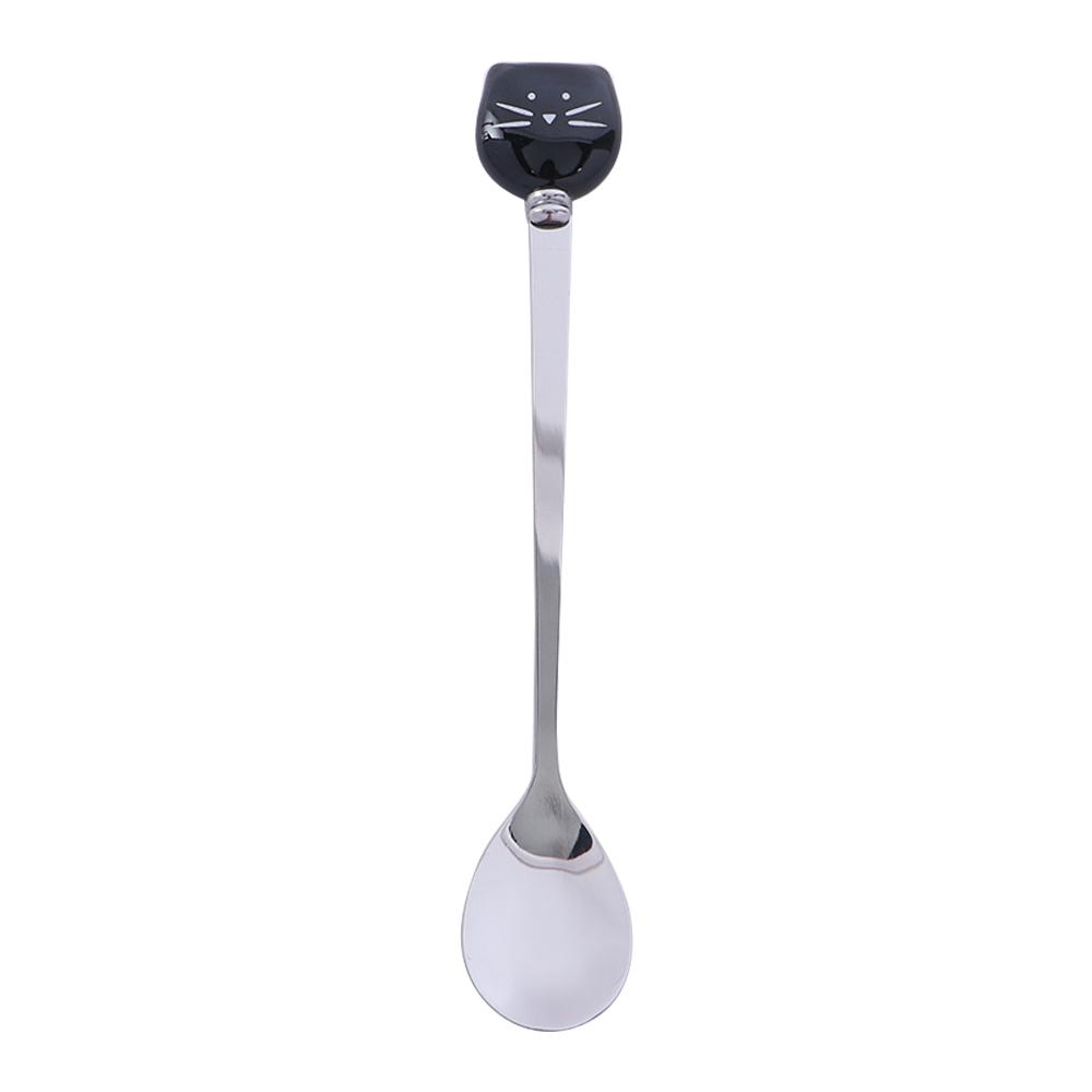 Kitchen Home Stainless Steel Cute Animals Cartoon Cat Dessert Spoon Tea Spoons Stirring Tool Coffee Stirrer