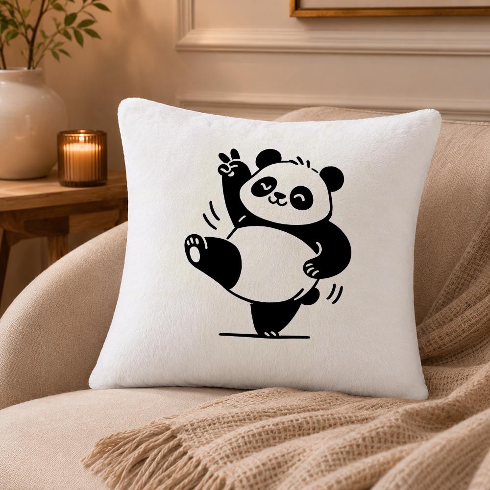 panda Cushion Cover Anti-dustmite Pillowcase Invisible zipper silky short plush Sofa cushion cover