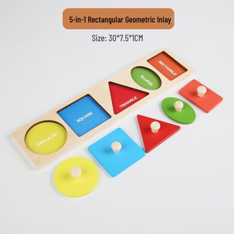 Montessori Wooden Geometric Shape Puzzle Board for Infant Education