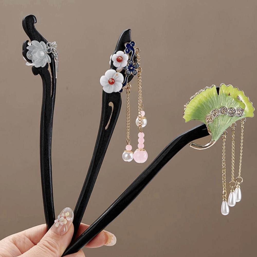Tassel Sandalwood Hair Stick Wooden Hanfu Headwear Chinese Style Hairpin  Hairstyle Design Tool
