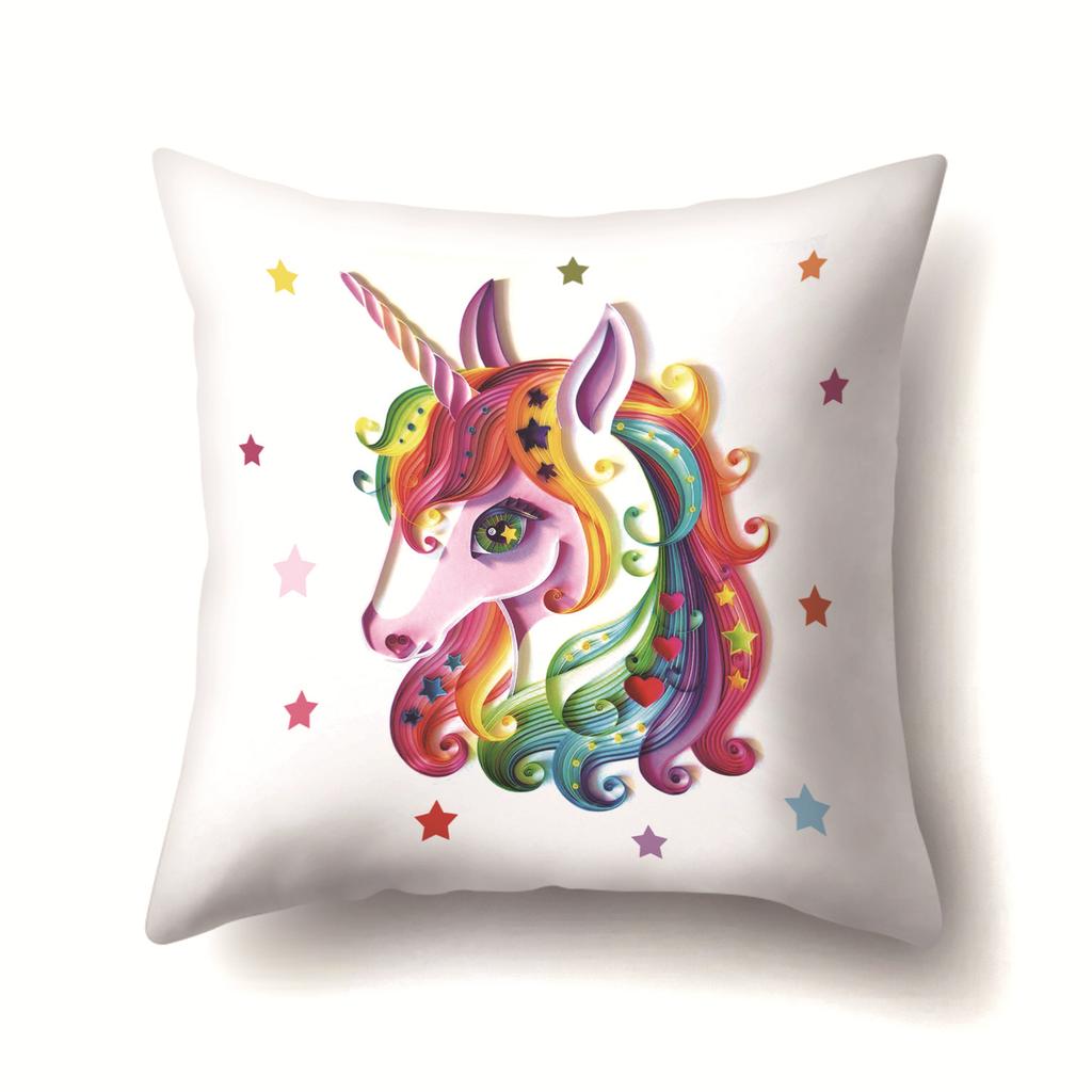 Unicorn Cute Cactus Polyester Pillow Cover Cushion
