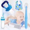 Baby Siliconen Voedingscombinatie – Lepel Fles, Fruitvoeder, Vingerborstel, Siliconen Lepel & Slab Pak van 5