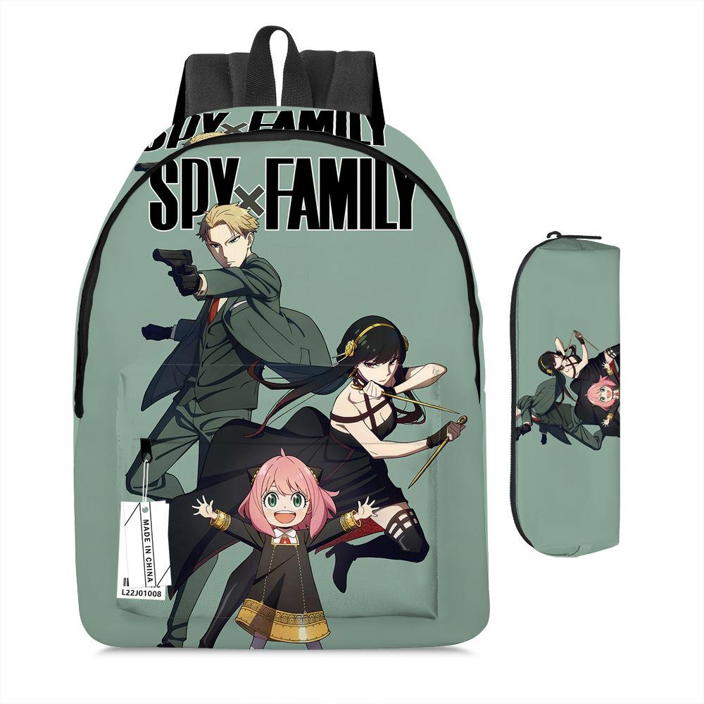 Spy Play House Cartoon Backpack Elementary And Secondary School Children'S School Bag Digital Full Printing Backpack Pencil Case
