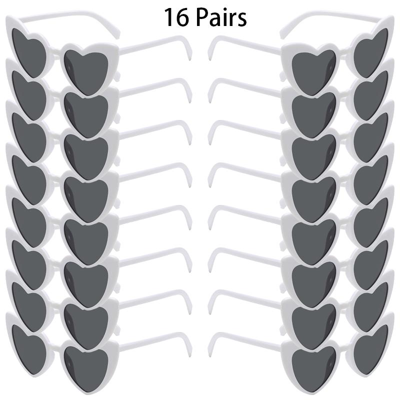 12/16 Pairs Per Set Heart Shaped Sunglasses Women Stylish Vintage Design Decor Sun Glasses Trendy Fashion Cute Outdoor Shades