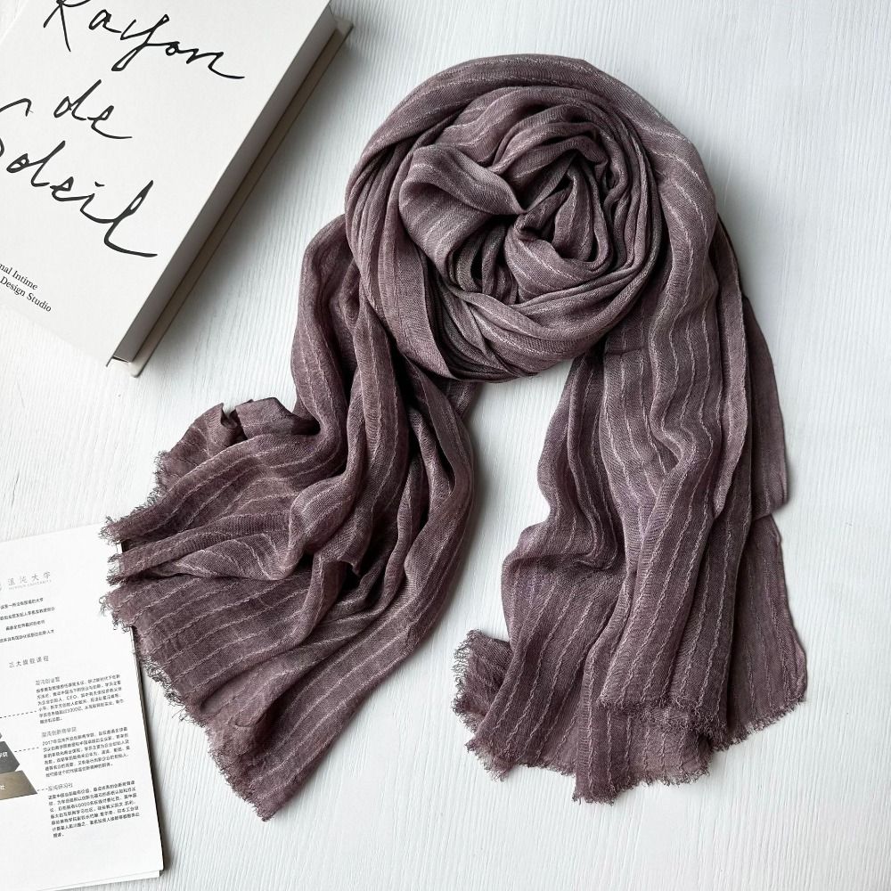 Vertical Striped Viscose Scarf Soft Shawl Wrap Retro Modal Scarf All Season