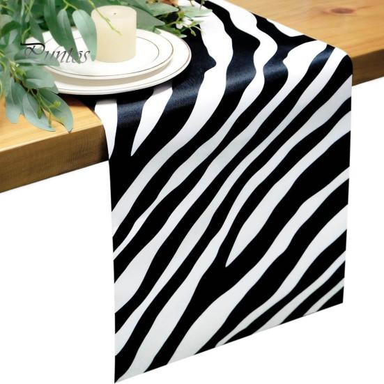 Easy Care Table Decor Modern Geometric Runner, Black And White Checkered Washable Rectangular Desk Runner 72 Inch Striped for Dining Decorative Cover