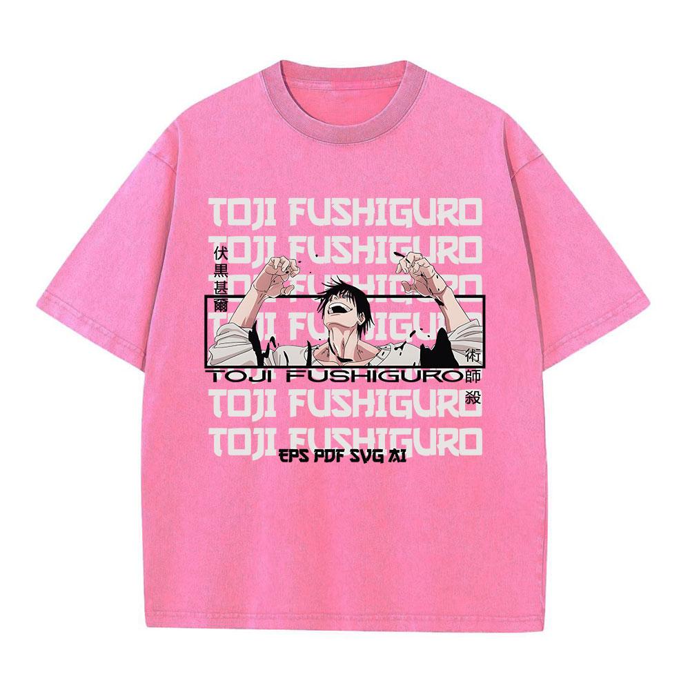 Anime Jujutsu Kaisen T-skjorter Vintage Vasket T-skjorte Harajuku Oversize Bomulls-T-skjorte Bomull Mote Streetwear Unisex Topp