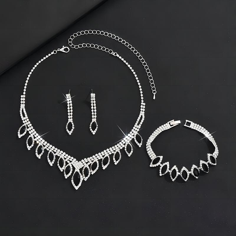 Fashion Women's Jewelry Set Bridal Accessories Rhinestones Water Droplets Jewelry Set High-quality Necklace Bracelet Earring Set