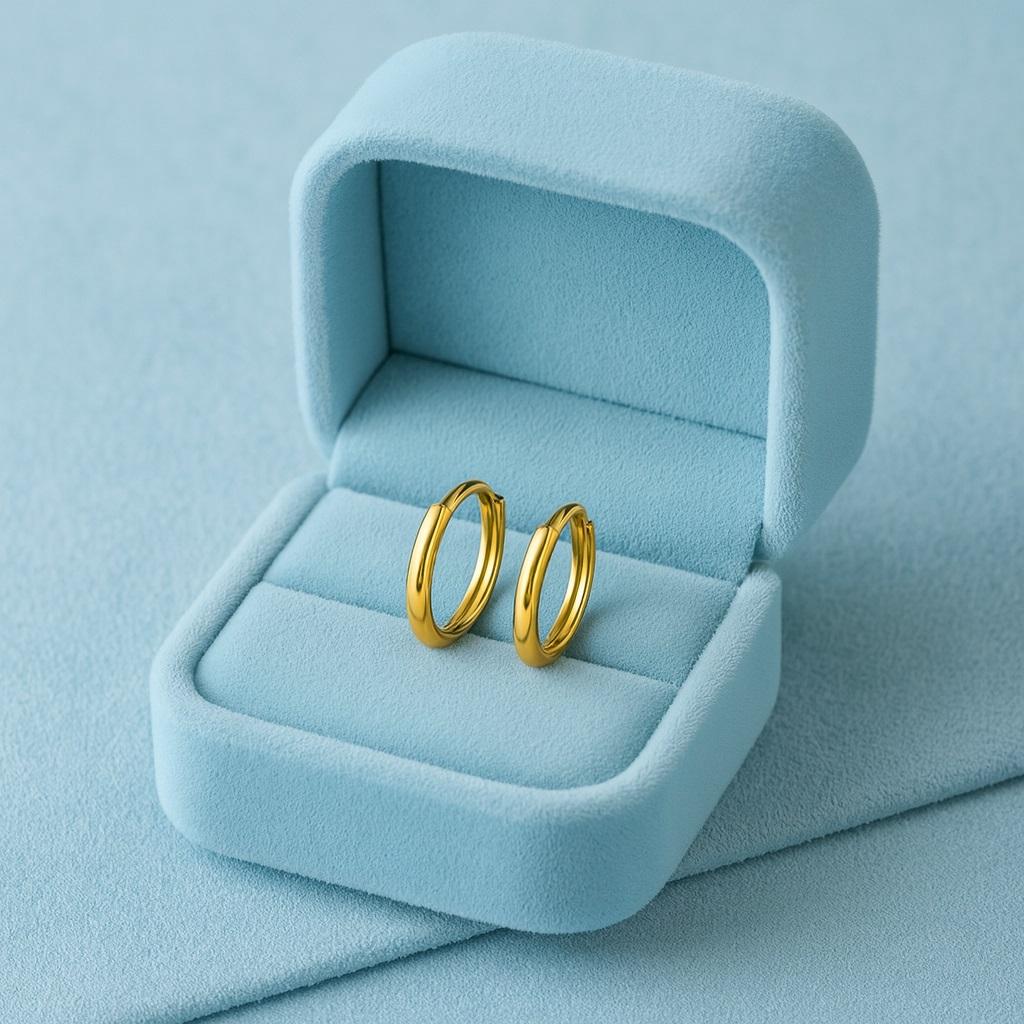 Klassische Alltags-Essentials Schlichte Huggie-Creolen - Sterlingsilber Gelbvergoldet