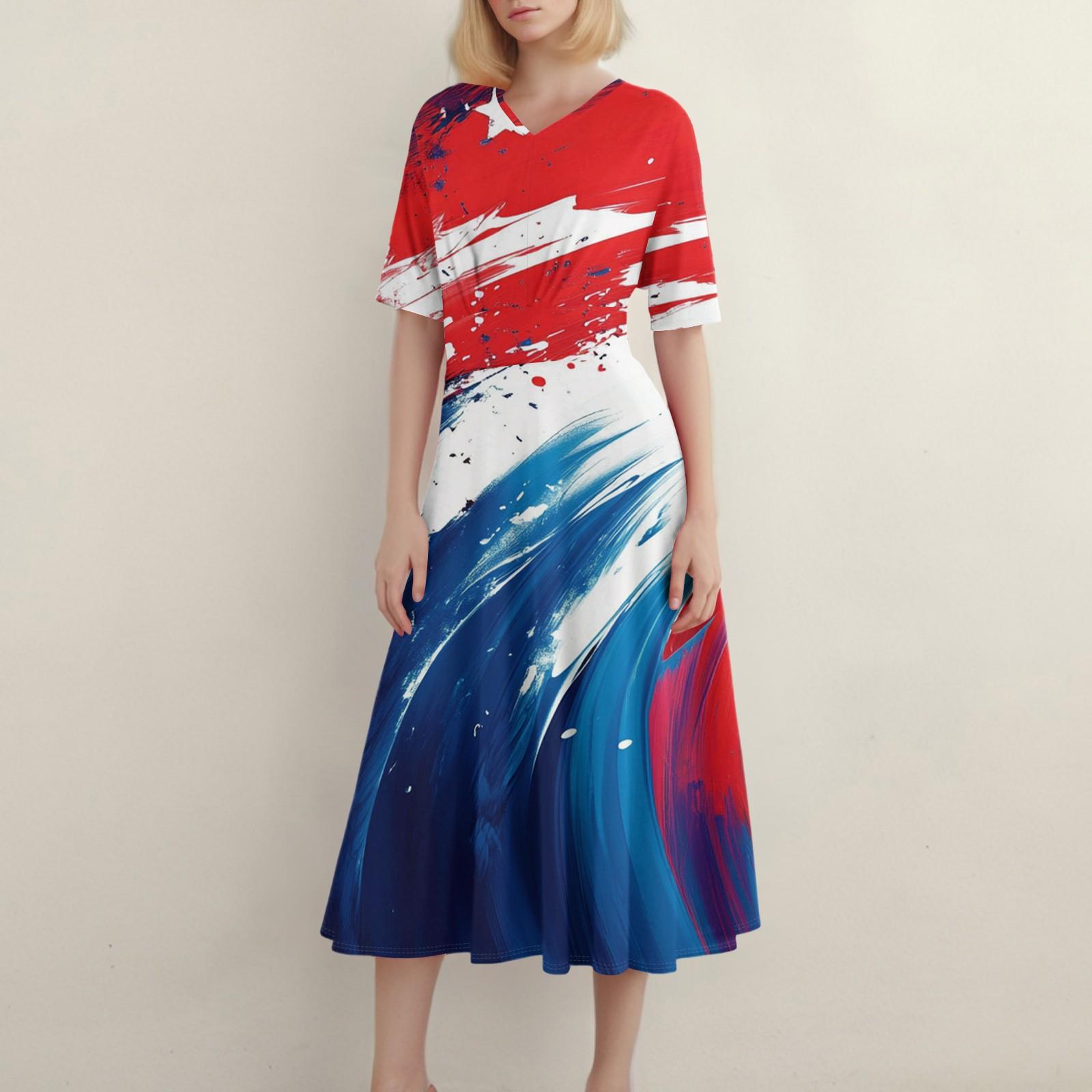 

Женское повседневное модное платье с v-образным вырезом и коротким рукавом на талии, длинное свободное платье XL киноварь