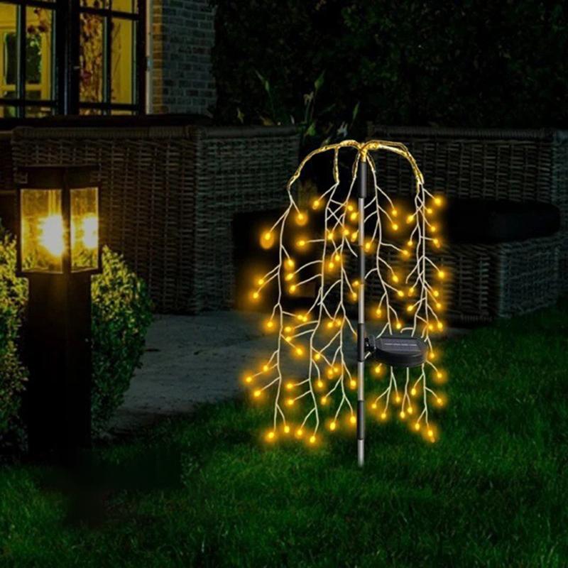 

100 світлодіодна сонячна гірлянда-феєрверк для встромляння в землю, декор для двору, саду, газону, імітація феєрверку Warm Light
