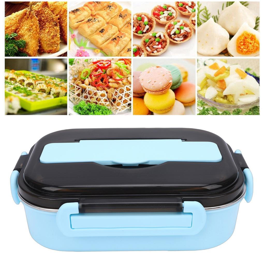 Lunch Box 304 Stainless Steel 3 Grids   Box Microwaveable with Spoon Chopsticks for Camping Traveling