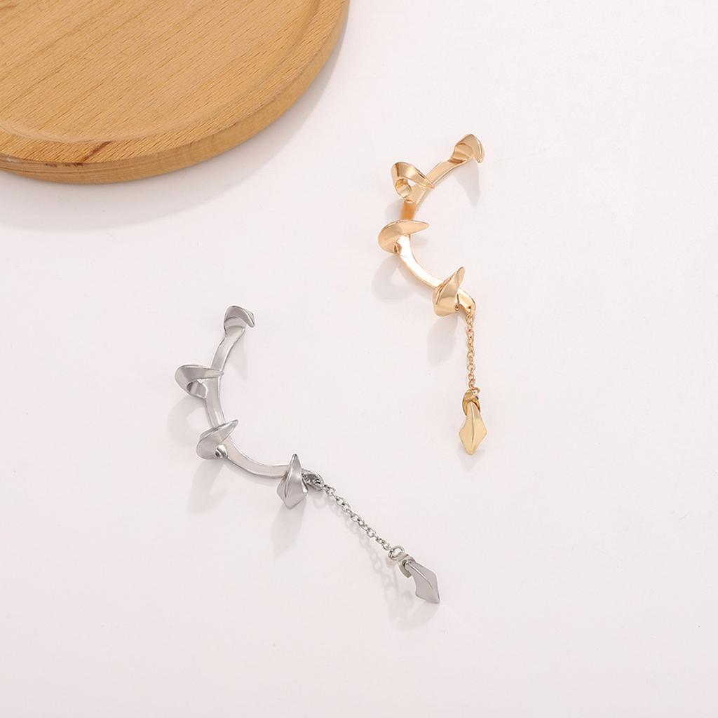 Shiny-Ear Cuff Wrap Left Ear Clip Earring Devils Fang Ear Bone Clip Ear Hook Single Halloween Earring Women Girl Teen