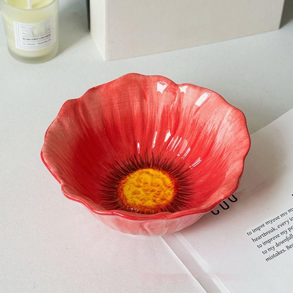 American Style Dining Plates Light Luxury Decorative Bowl Ceramic Flower Plate  Western Food