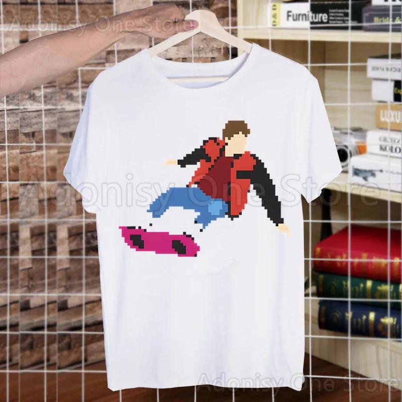 

Back To The Future Delorean T Shirt Men Retro Washed Tops Tees Harajuku Tshirt Streetwear Hip Hop Male T-shirts S