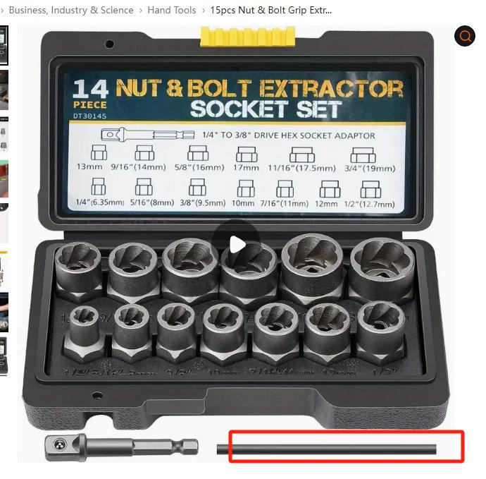 12PC 1/2" Knurled Press Bit Socket Set for Pneumatic Auto Repair Tools