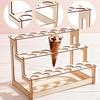 Wooden Ice Cream Cone Holder Popsicle Shelf 33 Holes Decorative Sturdy 3 Layered Display Stand