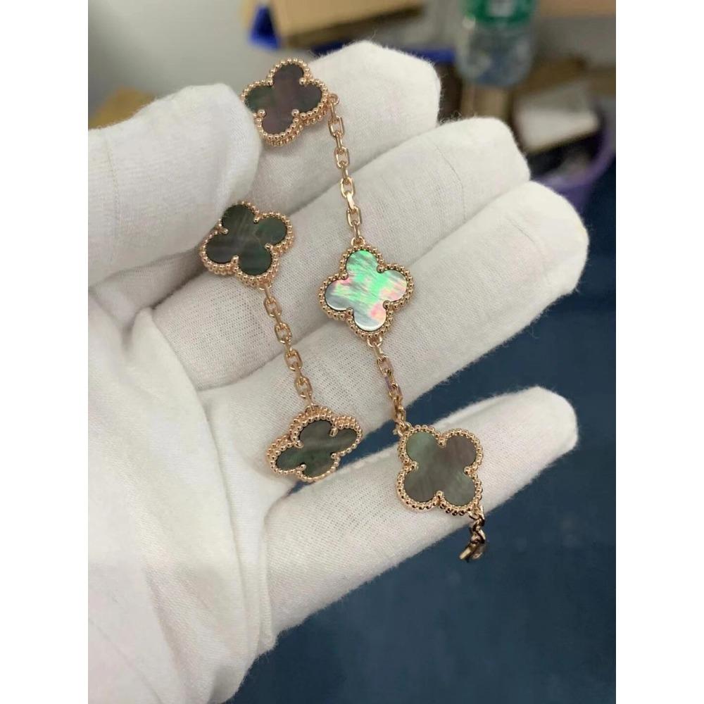 High-quality Version Clover Bracelet Five-flower Agate and Mother-of-pearl Bracelet Six-flower Laser-cut Chalcedony Jewelry/bangle