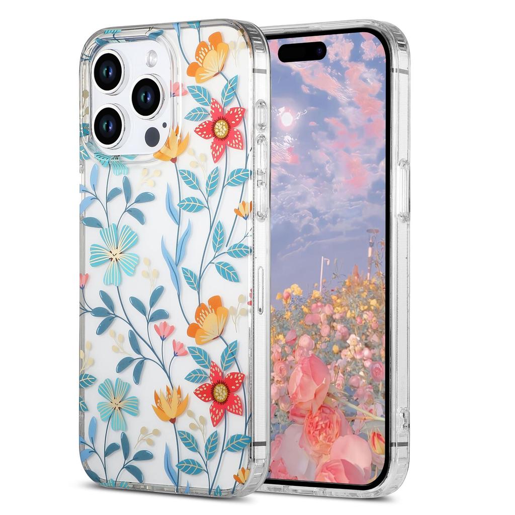 Suitable for Samsung S24ultra Flower Flower Hot Stamping S25 Electroplating Double Layer A54 Drop IPhone Phone Case
