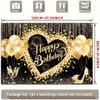 2D Black Gold Heart Happy Birthday Party Decoration Background Banner