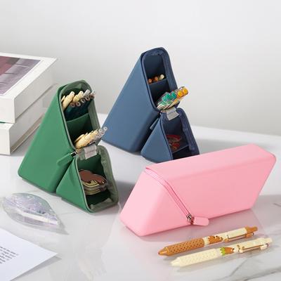 Soft Silicone Pencil Case Expandable Standing Pouch Large Capacity Pen Holder Stretchy Stationery