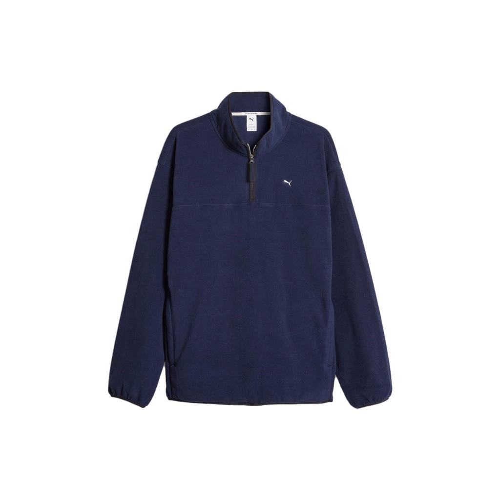 PUMA MMQ Polar Fleece Sweatshirt with Stand Collar Unisex Tops Navy-Blue 620820-16