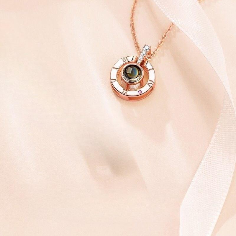 100 Languages Projection Necklace for Women 520 Valentine's Day Gift Heart Pendant Heartbeat Dynamic Heart