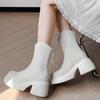 Women High Heels Ankle Boots Winter Chunky Heeled Shoes Pumps 2025 New Trend Goth Woman Casual Chelsea Short Botas Mujer
