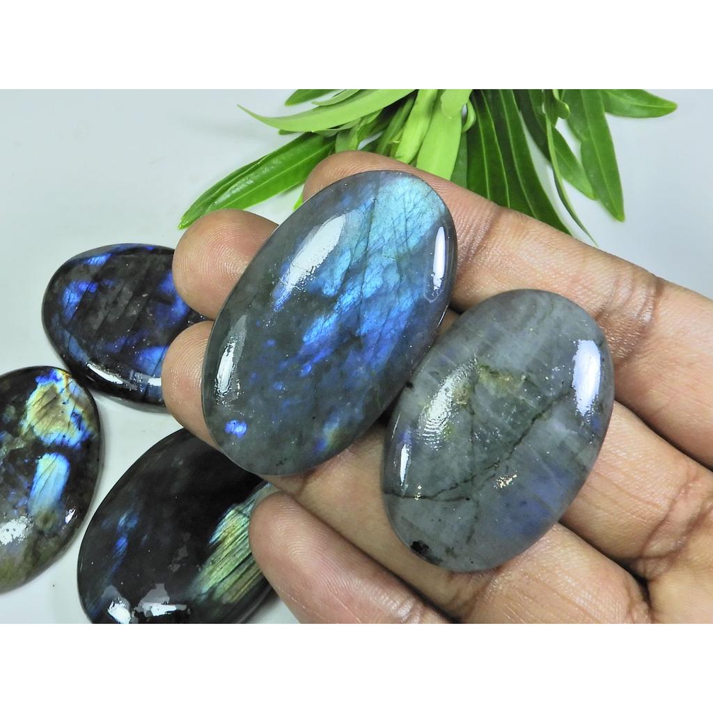 26X46-26X47MM Natural Multi Labradorite Oval Cabochon Loose Gemstone 6Pcs Ot LL-958