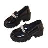 Women's Autumn New Women's Shoes Platform Thick Heel Small Leather Shoes One Pedal Mary Jane Big Head Leather Shoes