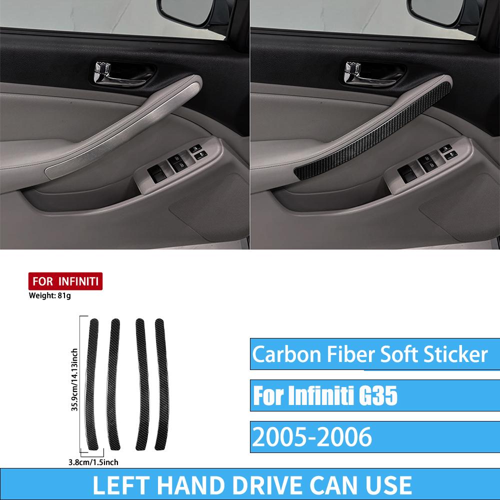 Real Carbon Fiber Car Accessories Dashboard Gear Shift Decorative Trim Cover Soft Sticker For Infiniti G35 V35 CV35 2005-2006